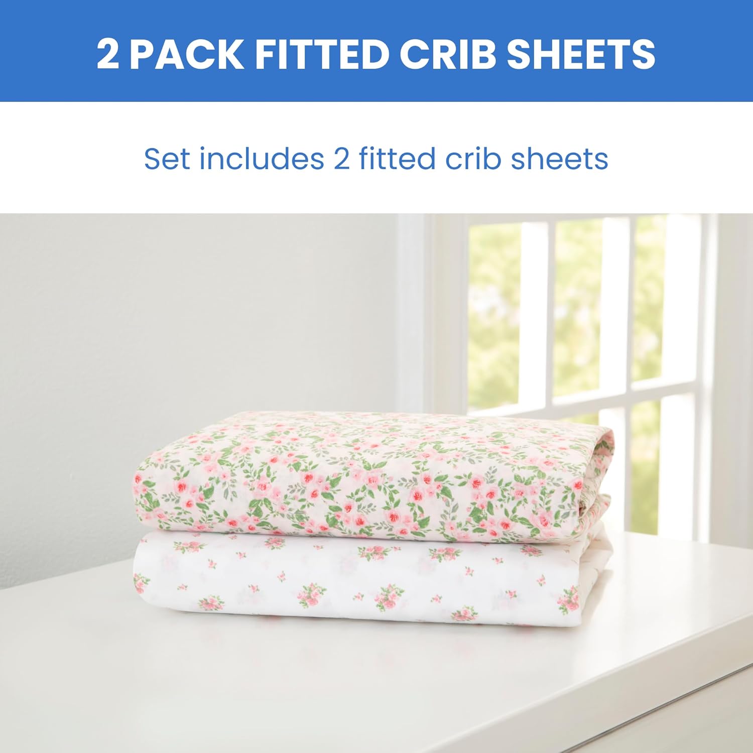 Fitted Crib Sheets for Girls and Boys - Crib Sheet for Standard Crib and Toddler Mattresses - 28x52 Inch (Pack of 2)