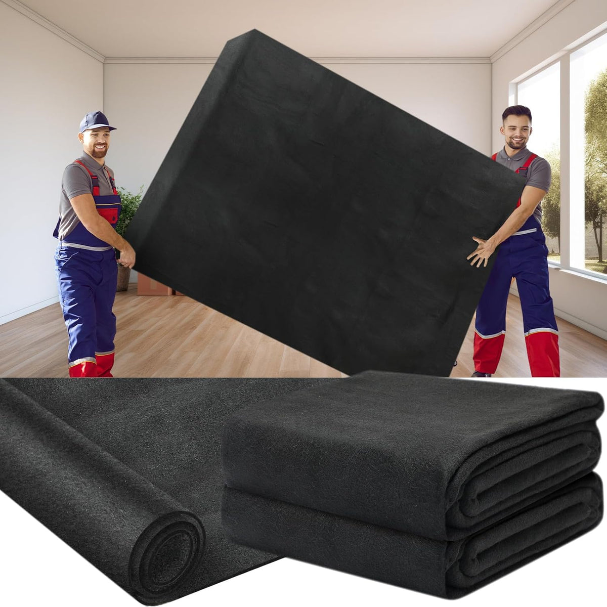 2 Pcs 80" X 144" Extra Large Moving Blankets Heavy Duty, Black