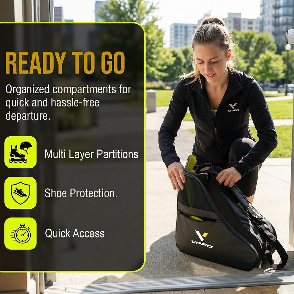 Ice & Inline Skate Bag - Large Capacity Roller Skate Bag for Roller Skates, Ice Skates, Rollerblade, Ice Hockey Skate