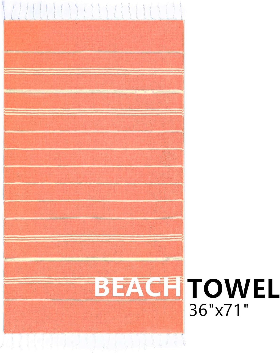 Turkish Beach Towel, 36"x71" Quick Dry Sand Free Oversized, Thinner Coral | Bath Pool Swim Towel, Lightweight Travel