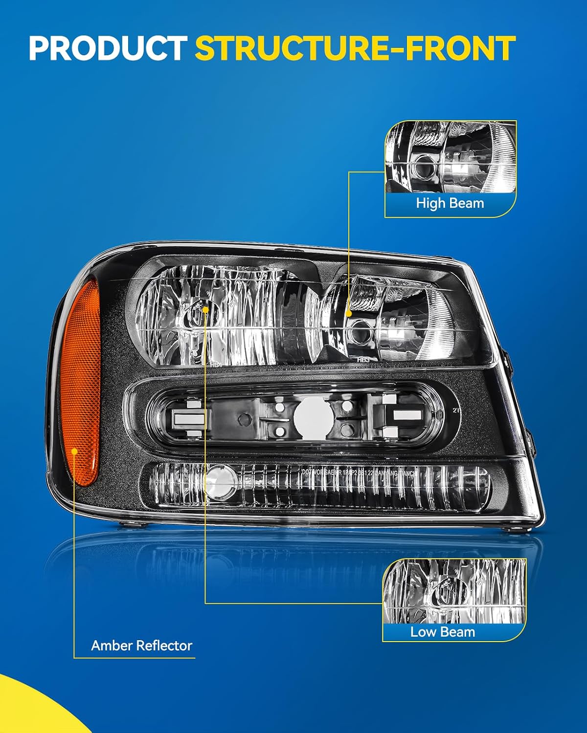 PHILTOP Headlight Assembly Fit for 2002-2008 Chevy Trailblazer LS