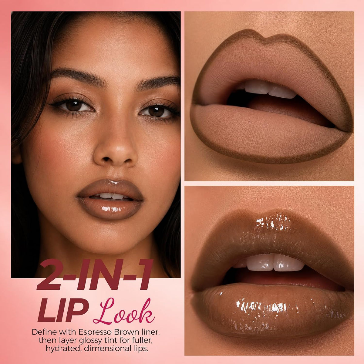 2-in-1 Lip Liner & Gloss Duo,Shade 01 Dusty Rose Nude