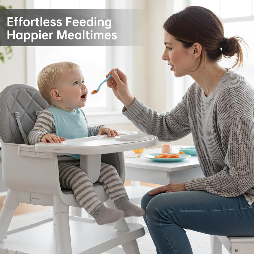 6-in-1 Convertible Baby Highchair, Booster Seat, Toddler Chair & Building Block Table, with Removable Tray, Easy