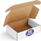 7x5x2 Small Shipping Boxes 50 Pack - White Cardboard Box Mailers, Corrugated Mailing Boxes for Packaging Small Business