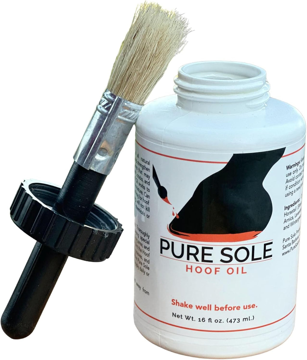 Hoof Oil - All Natural Hoof Conditioner for Horses with Hoof Oil Brush Applicator - Strengthens, Moisturizes and