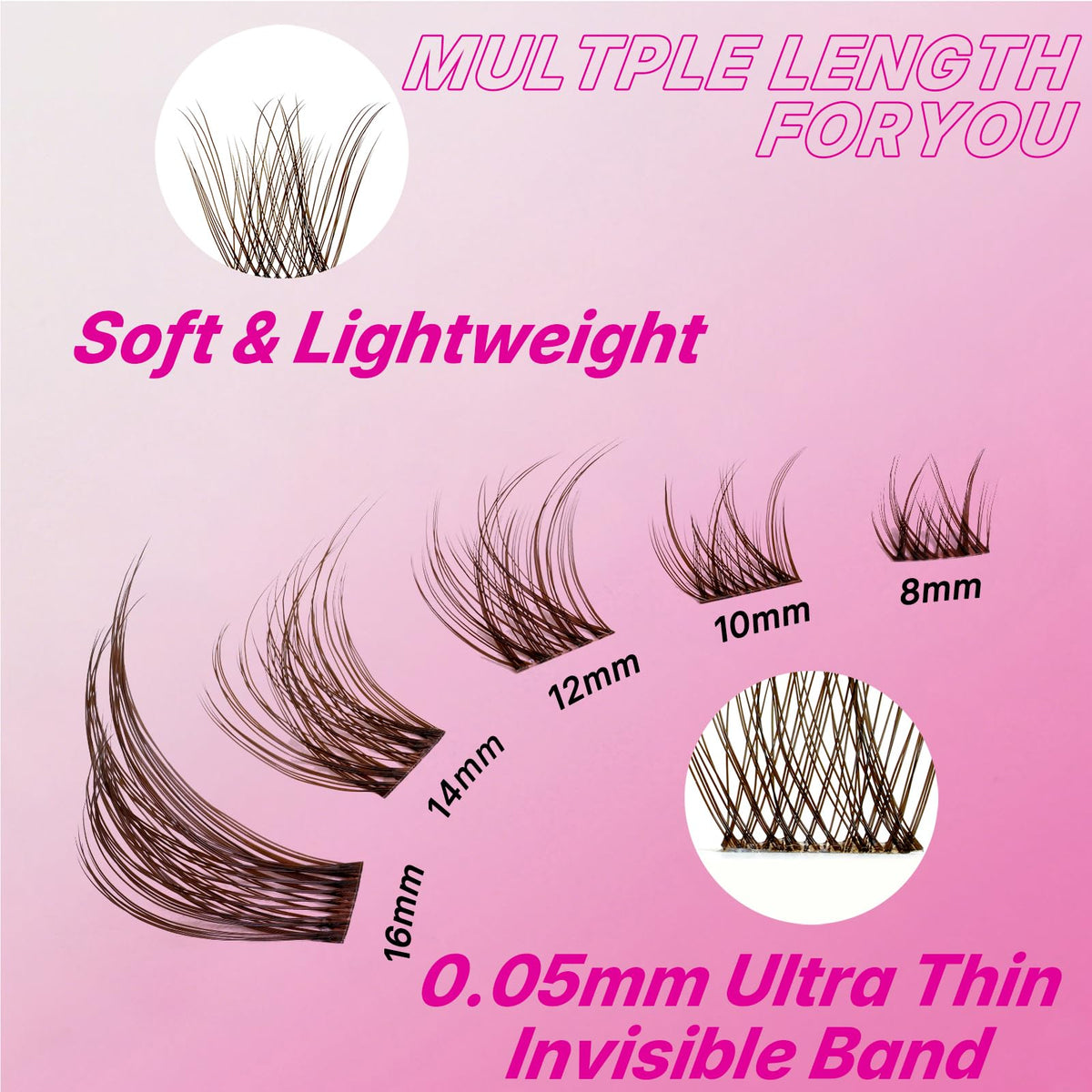 Brown Lash Clusters Newbie's Five-Second Series LuxeBold 14mm