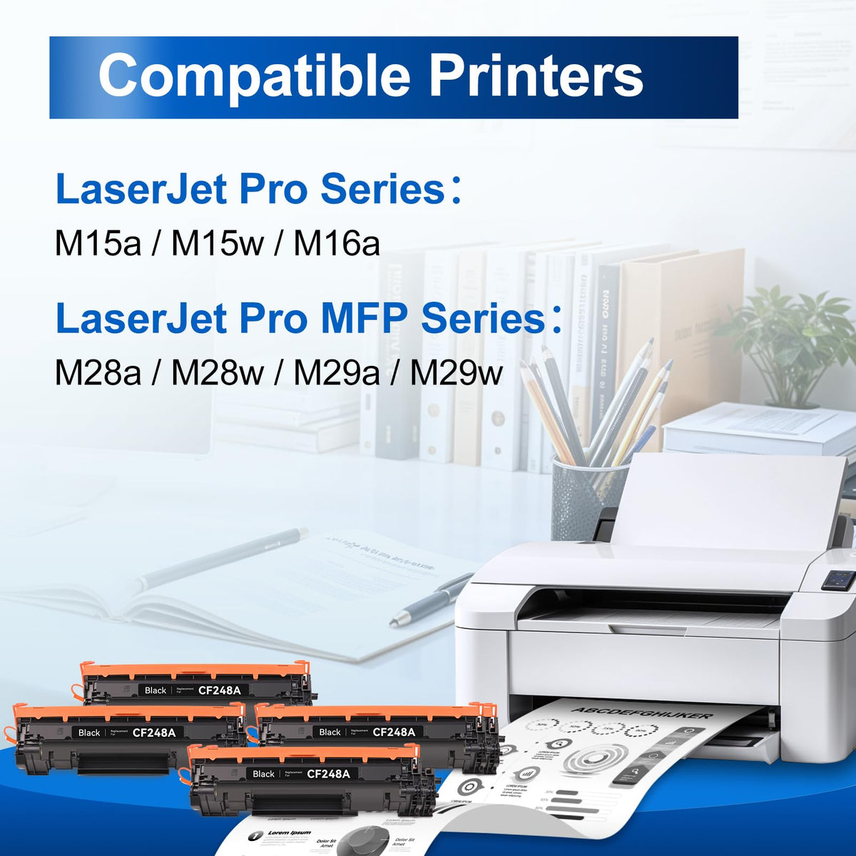 Compatible 48a CF248a Toner Cartridge for HP, Black, 4-Pack