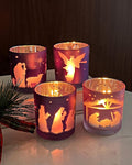 Advent Candle Holder Set of 4, Christian Decoration Votive Candle Holders, Glass Tealight Holders for Christmas Table