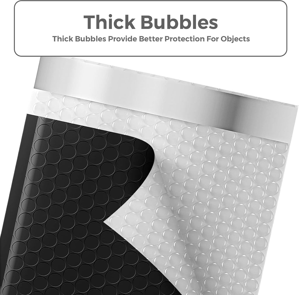 Bubble Mailers 8.5x12" Padded Envelopes Black 40 Pack Self Seal