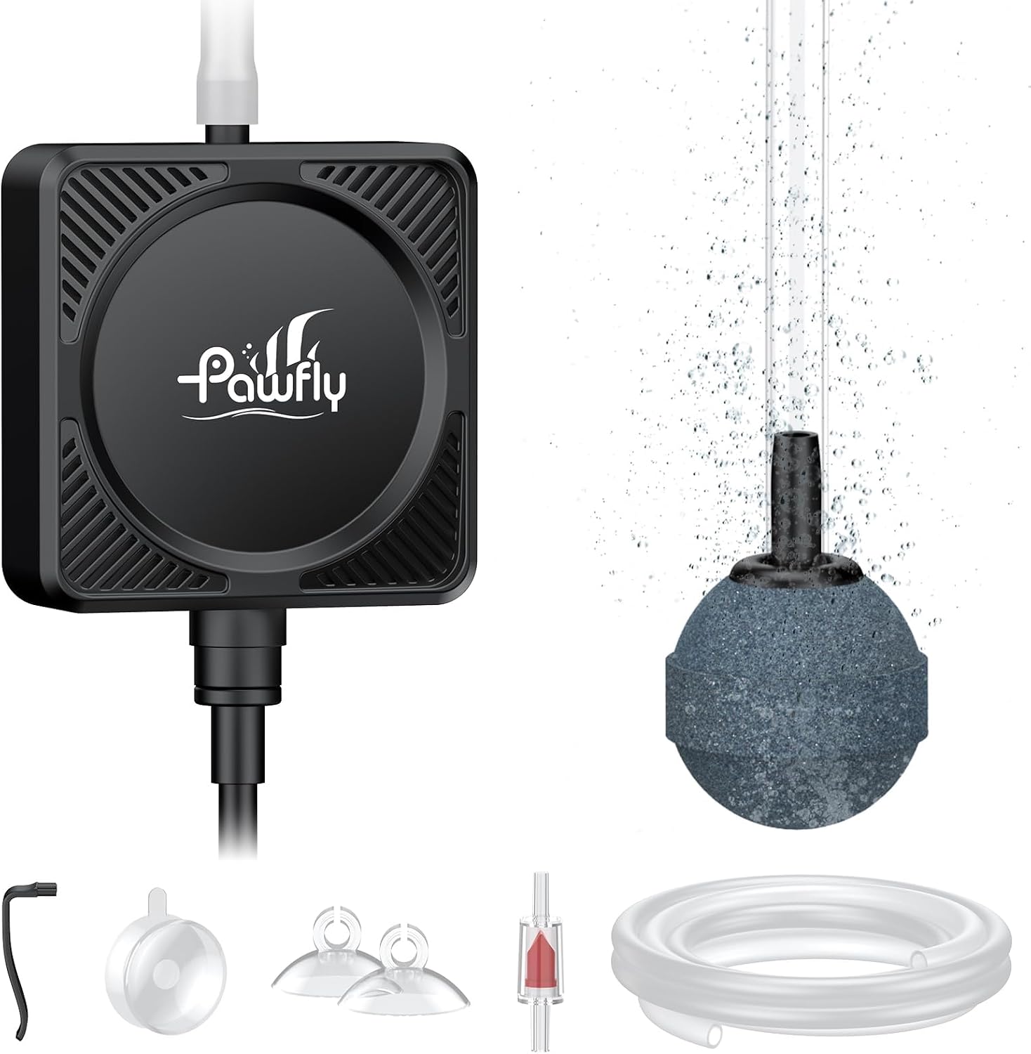 Mini Aquarium Air Pump, Ultra Quiet Oxygen Aerator Kit for 1-15 Gallon Fish Tanks with Air Tubing, Air Stone, Check