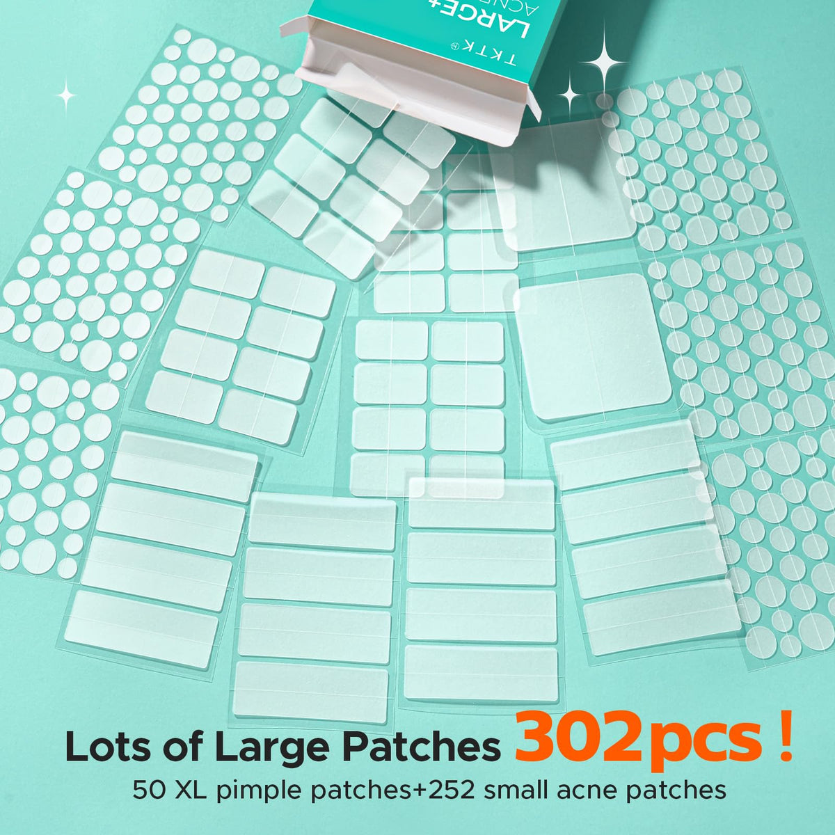 Large Pimple Patches for Face & Body Zit Breakouts, 7 Sizes 302 Count