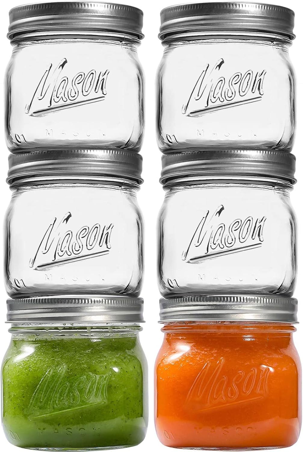 6PCS Wide Mouth Mason Jars 16oz with Airtight Lids and Bands
