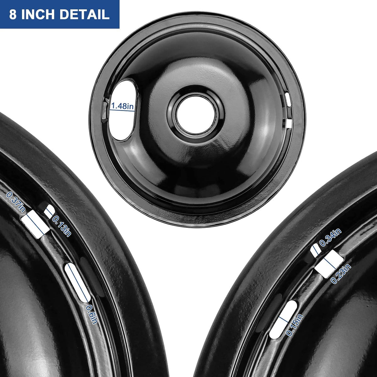 W10290350 W10290353 Black Porcelain Drip Pans and MP22YA Electric Stove Burner Element Set Replacement for Amana Whirlpool Electric Stove, Replace W10288051 Drip Pans by Fetechmate