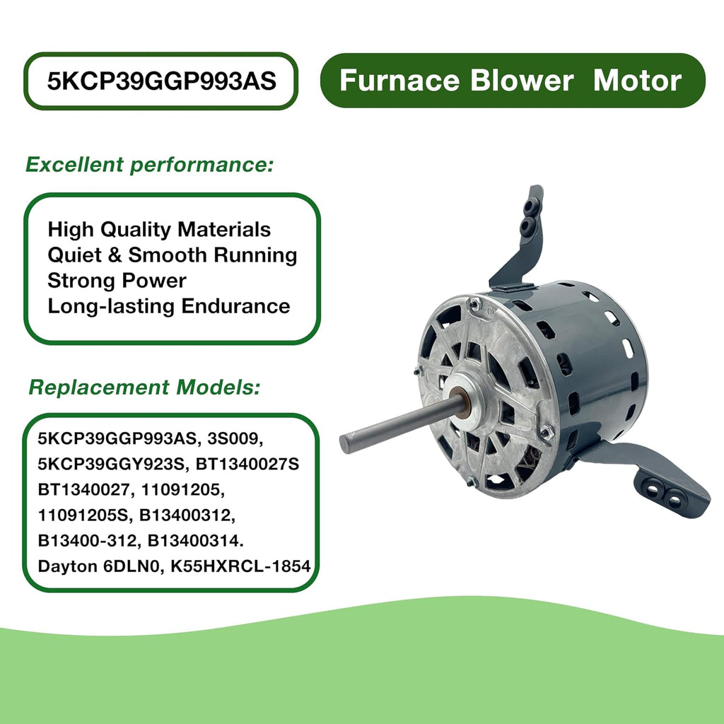5KCP39GGP993AS Blower Motor 1/3HP 208-230V 1075RPM 2-speeds