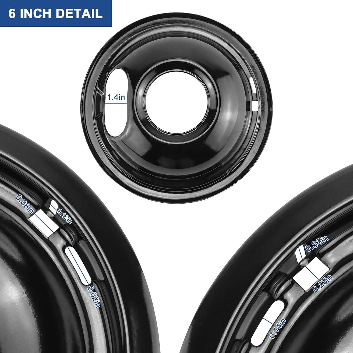 W10290350 W10290353 Black Porcelain Drip Pans and MP22YA Electric Stove Burner Element Set Replacement for Amana Whirlpool Electric Stove, Replace W10288051 Drip Pans by Fetechmate