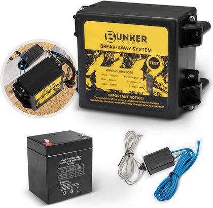 Trailer Brake Breakaway Kit with Charger, LED Display, Switch, 12V 5Ah Battery for Trailer Caravan