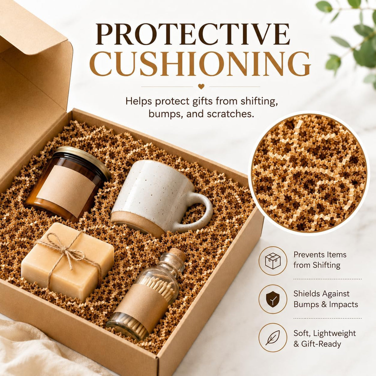 Brown Crinkle Paper Filler - Shredded Paper, Gift Basket & Box Wrap