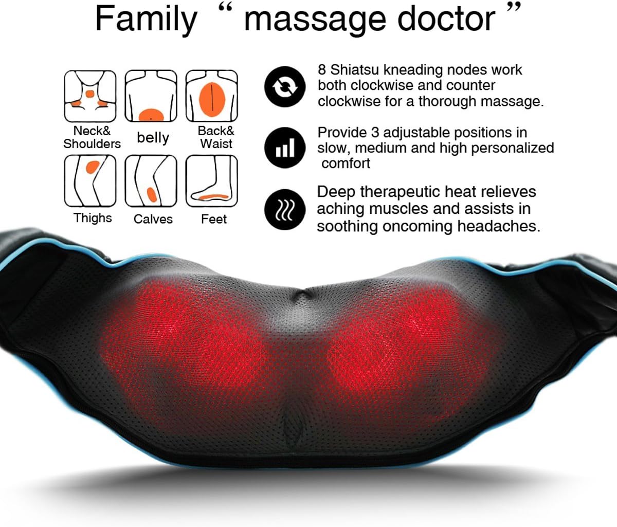 Fathers Day Dad Gifts, Shiatsu Back Shoulder and Neck Massager with Heat, Electric Deep Tissue 4D Kneading Massage