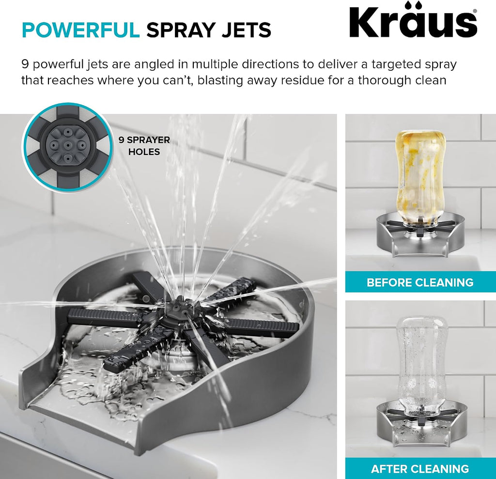 CleanMate Glass Rinser for Kitchen Sink in Spot-Free Stainless Steel Color Finish, KGR-500SFS