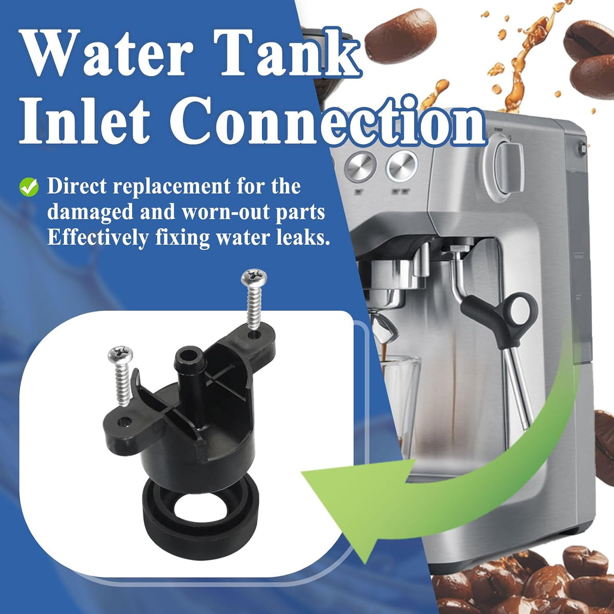 2 Pack Espresso Machine Water Tank Inlet Connection Kit with Gaskets