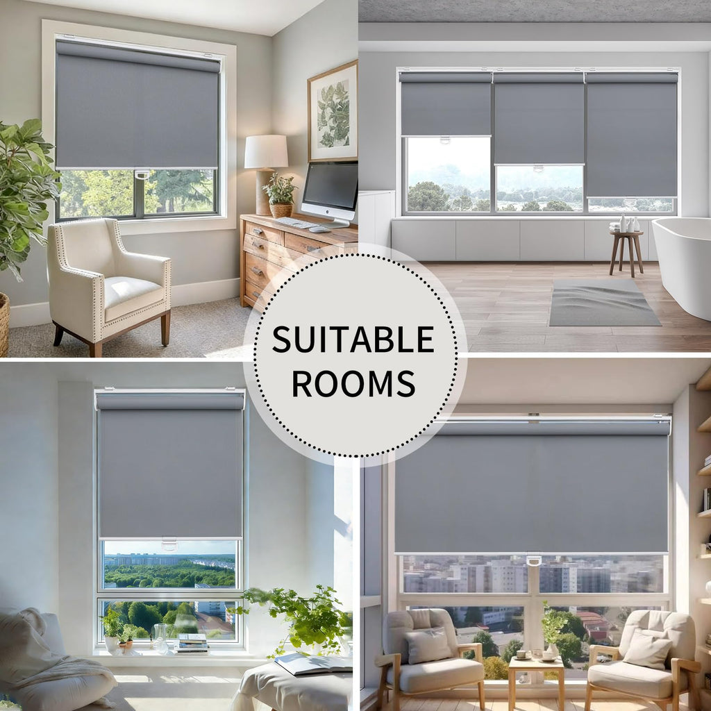 Light Filtering Roller Shades for Indoor Windows, 14" W x 72" H, Grey