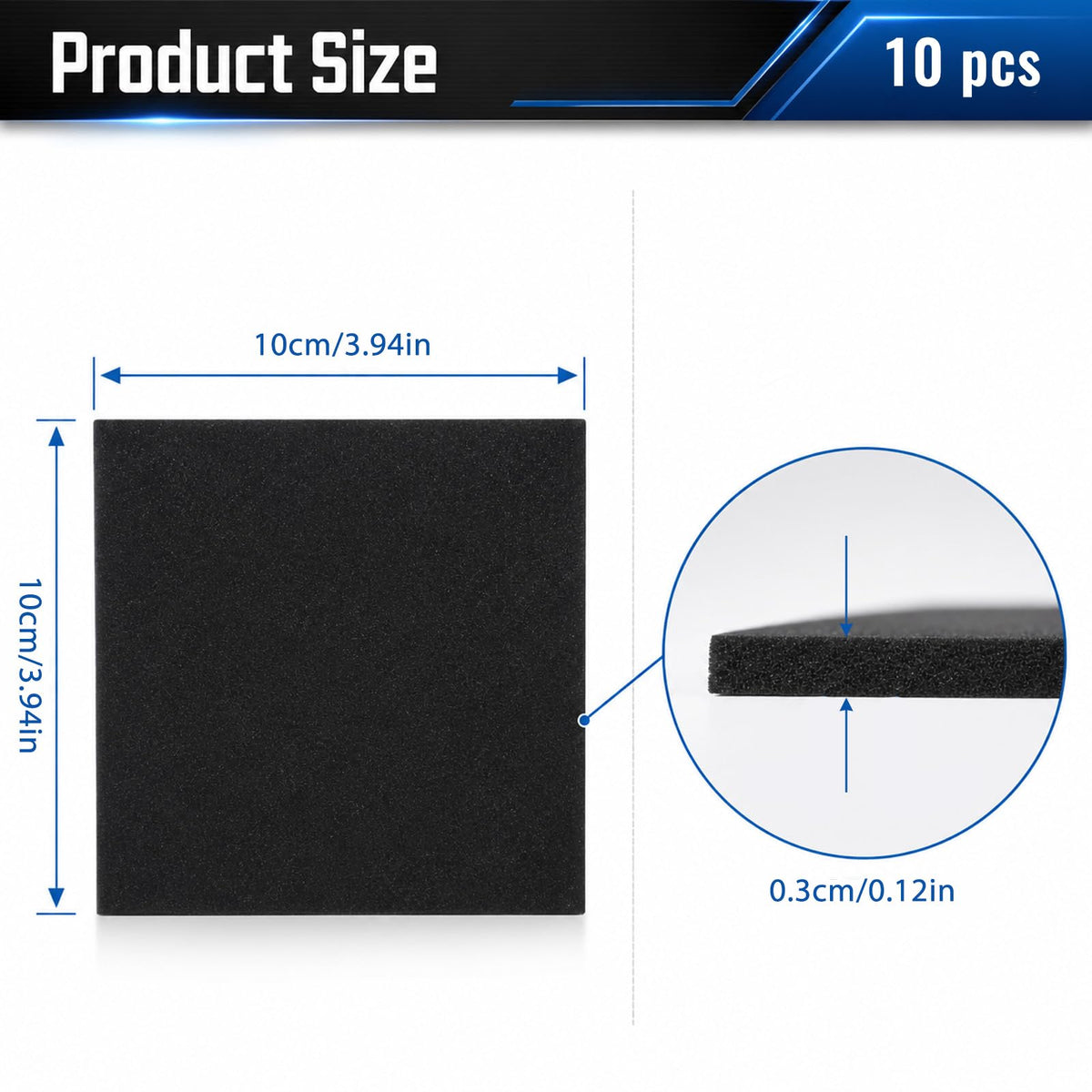 10 Pcs Adhesive Foam Padding, Thin Foam Padding 1/8" Thick