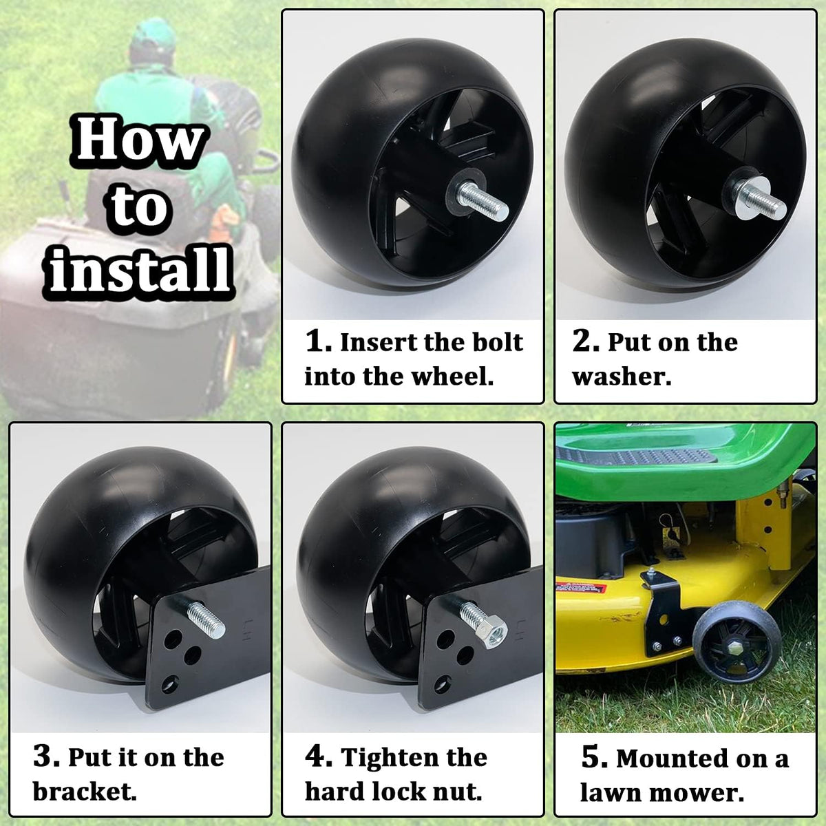 CheeMuii 2Pack 532174873 Mower Deck Wheels with 525509501 Deck Brackets Kit