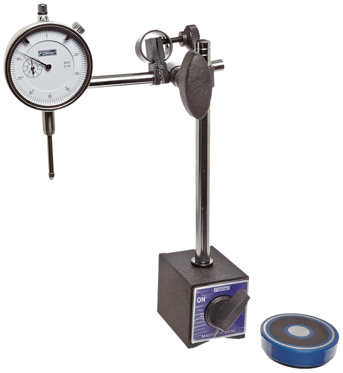 Fowler 52-585-125-0, Fine Adjust Mag Base with ADG White Dial Indicator Set