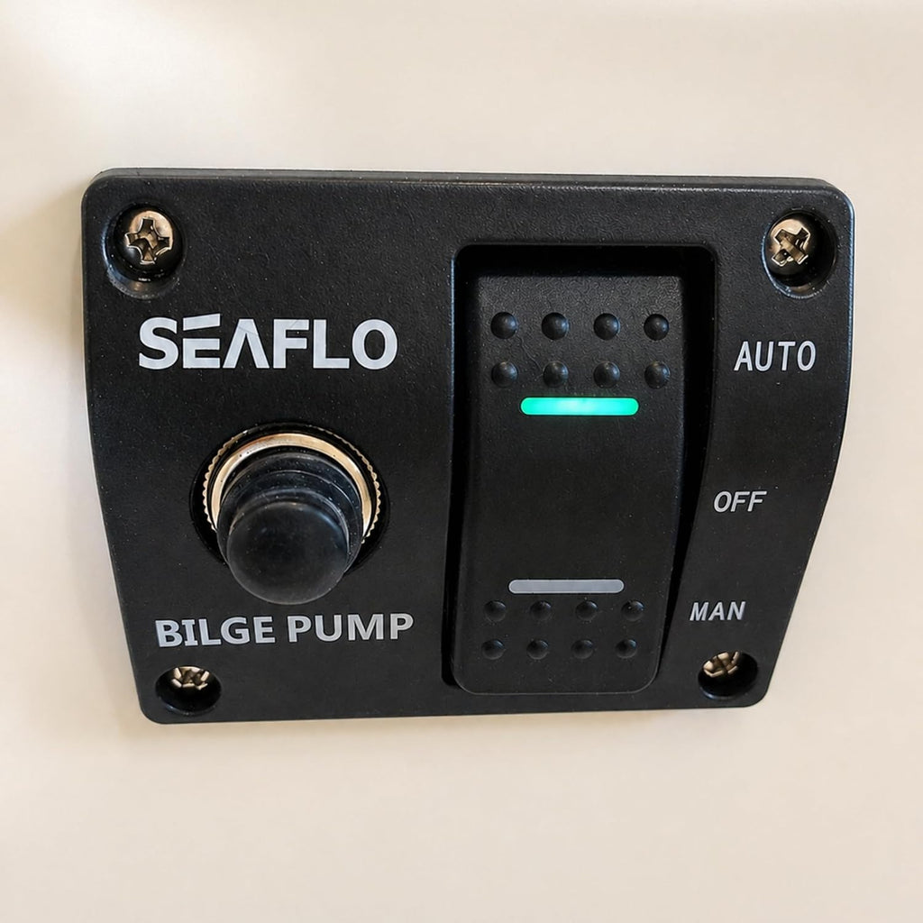 SEAFLO 3-Way Bilge Pump Switch Panel (Automatic-Off-Manual) 12v 24v w/Built-in 15A Circuit Breaker
