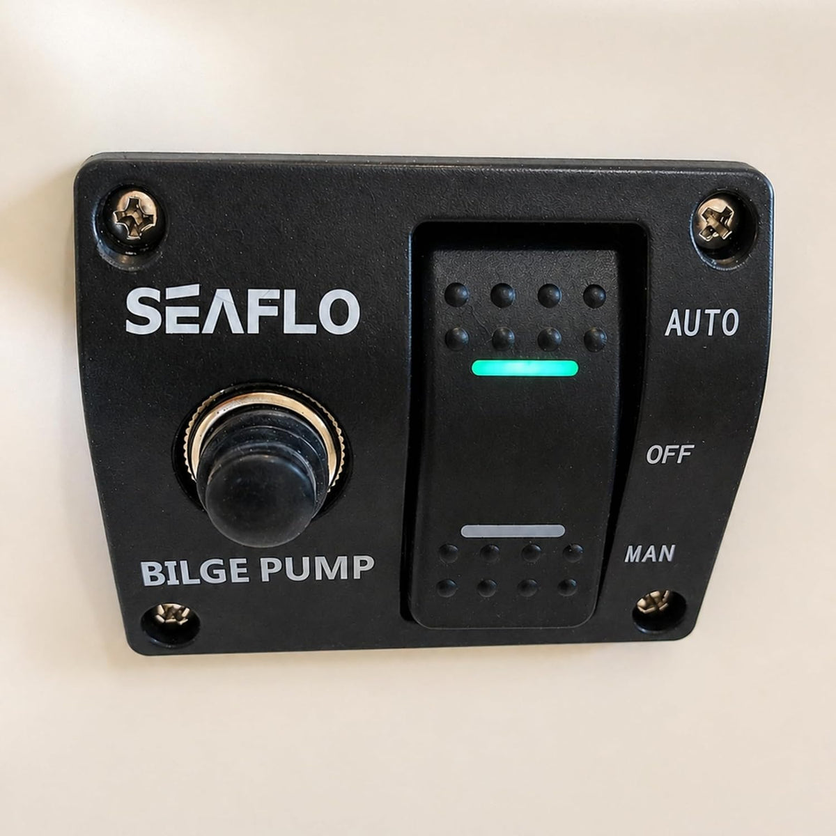 SEAFLO 3-Way Bilge Pump Switch Panel (Automatic-Off-Manual) 12v 24v w/Built-in 15A Circuit Breaker