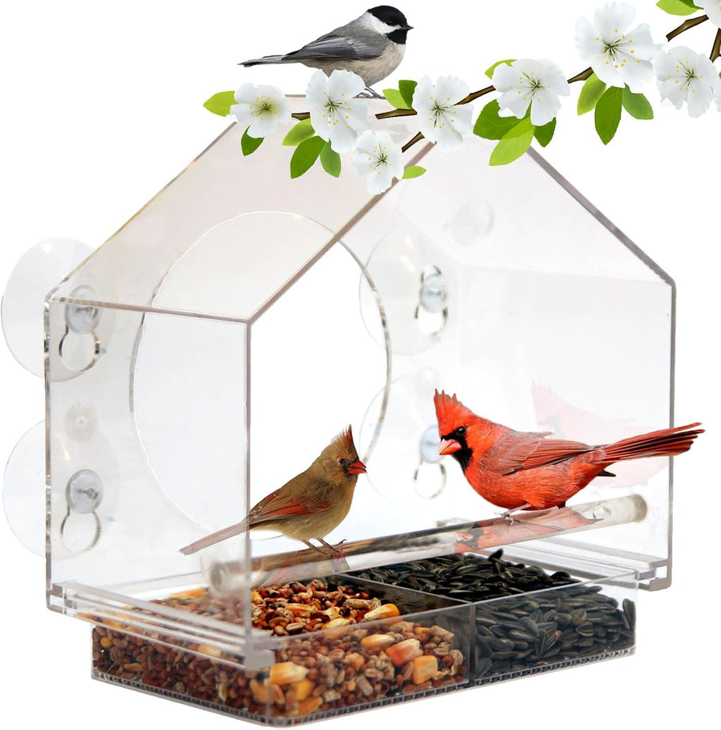 Window Bird Feeder with Strong Suction Cups, Bird Feeders for Outdoors