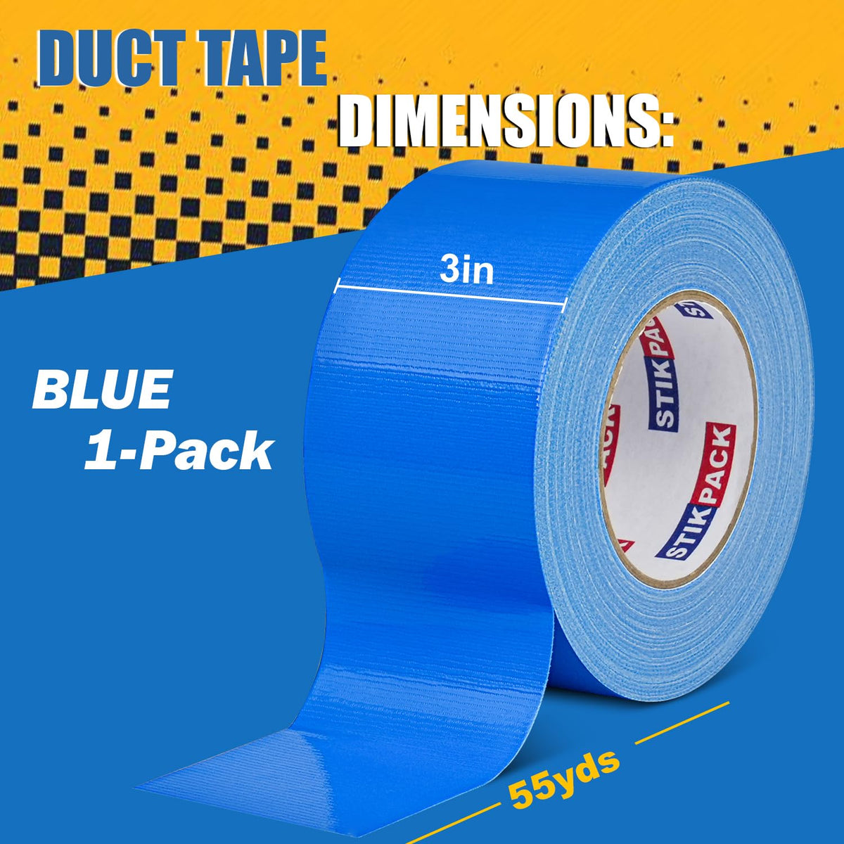 3'' Wide Blue Duct Tape Heavy Duty 3 Inches x 55 Yard, 1 Roll