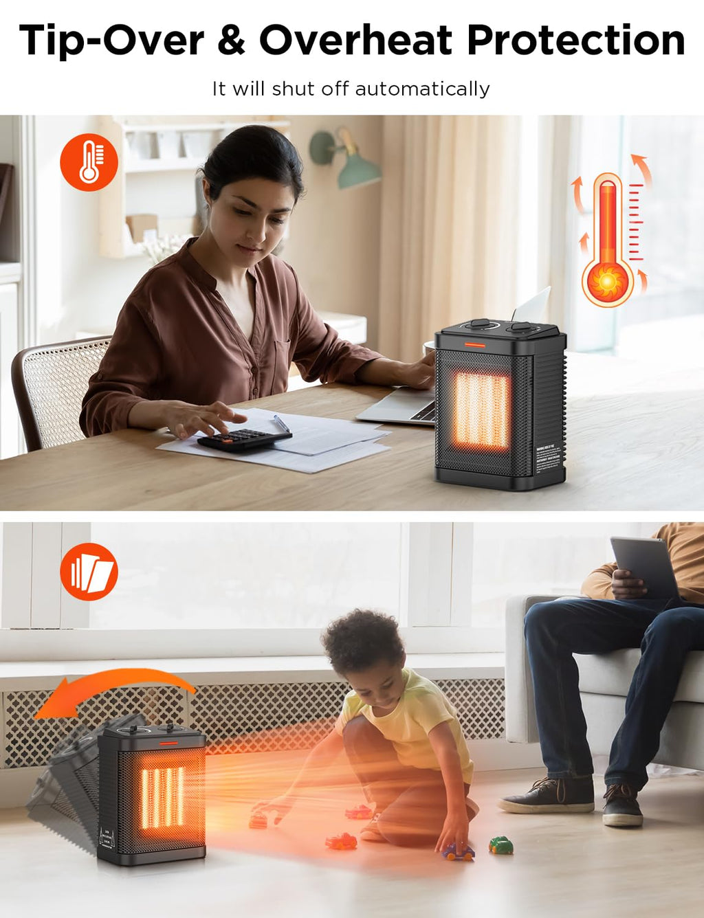 1500W Small Ceramic Space Heater,Electric Portable Indoor Heater