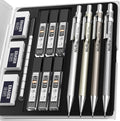 4 Pack Mechanical Pencil 0.7mm, MB1000 Metal Mechanical Pencil Set | 6 Tube HB #2 Lead Refill 0.7 mm, 3PCS 4B Eraser