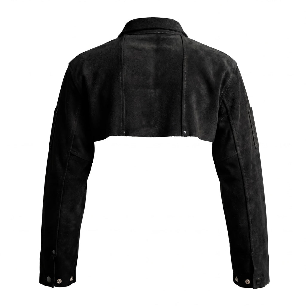 Leather Welding Cape Sleeve, Welder Jacket, Black S