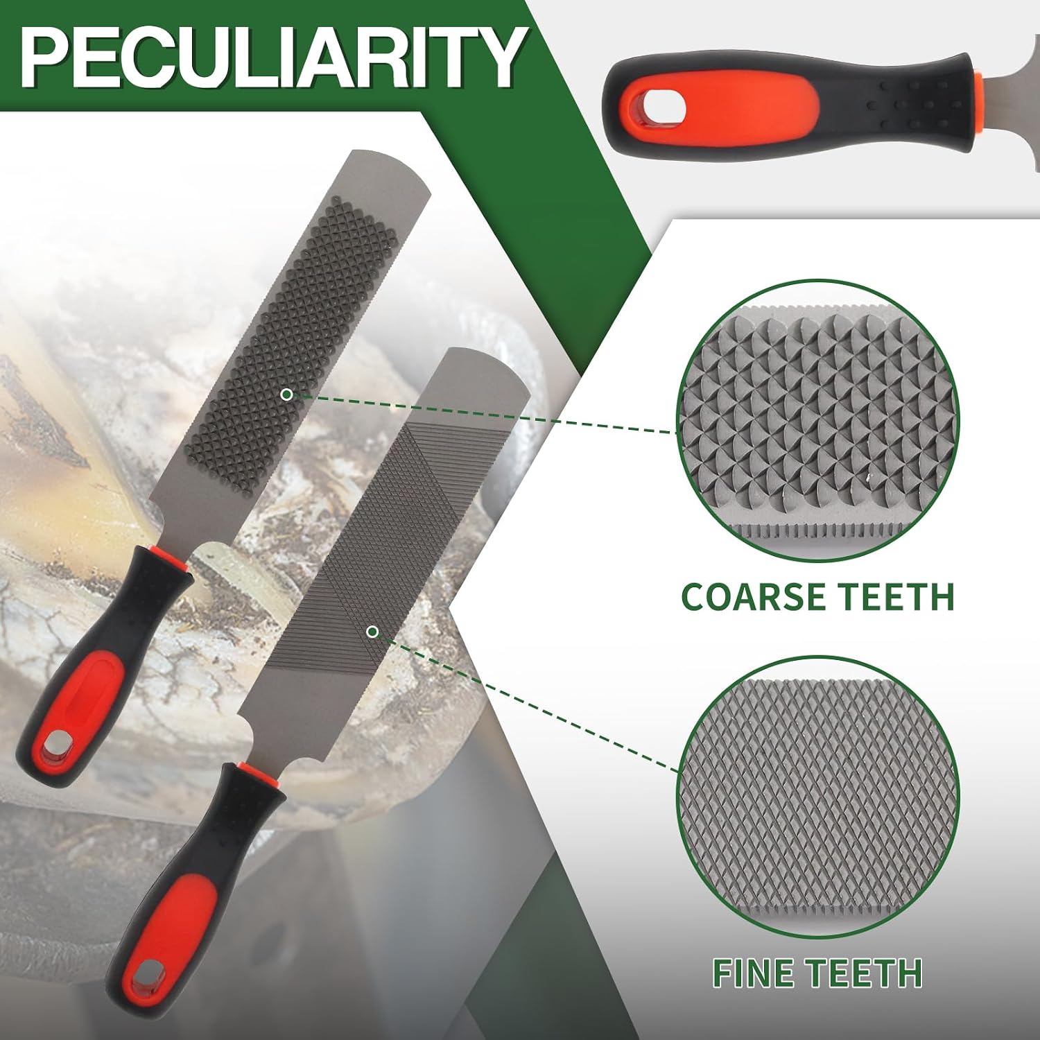 12 Inch Hoof Rasp & Farrier File with Ergonomic Non-Slip Rubber Handle