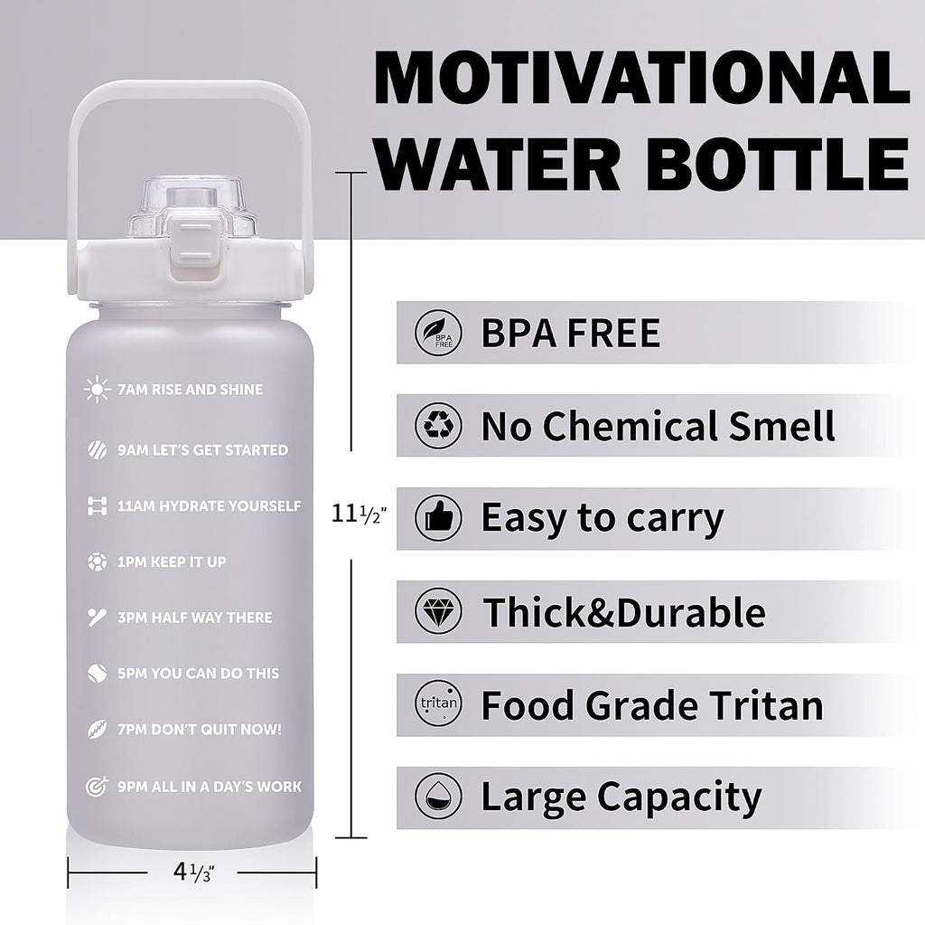 64oz,100oz,128oz Large Motivational Water Bottle with Time Marker, Leakproof & BPA Free Half Gallon Big Water Bottle