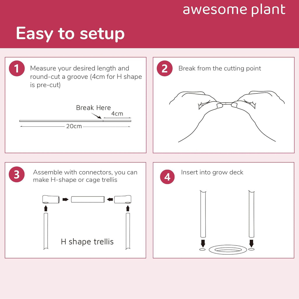 Trellis System (20 PCS) Plant Support Stakes Kit, 7.87 Inches Plant Stakes for Indoor Hydroponic Growing System