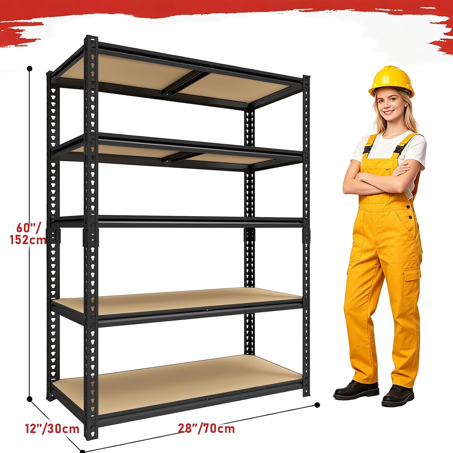 60" H Heavy Duty Storage Shelves, 2400LBS Capacity Metal Shelving Unit, Adjustable Garage Shelves & Organizer with