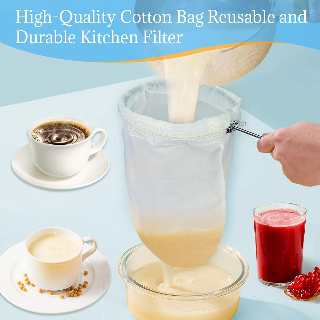 Fine Mesh Strainer, 3Pcs Cloth Strainer Bags with Steel Handle