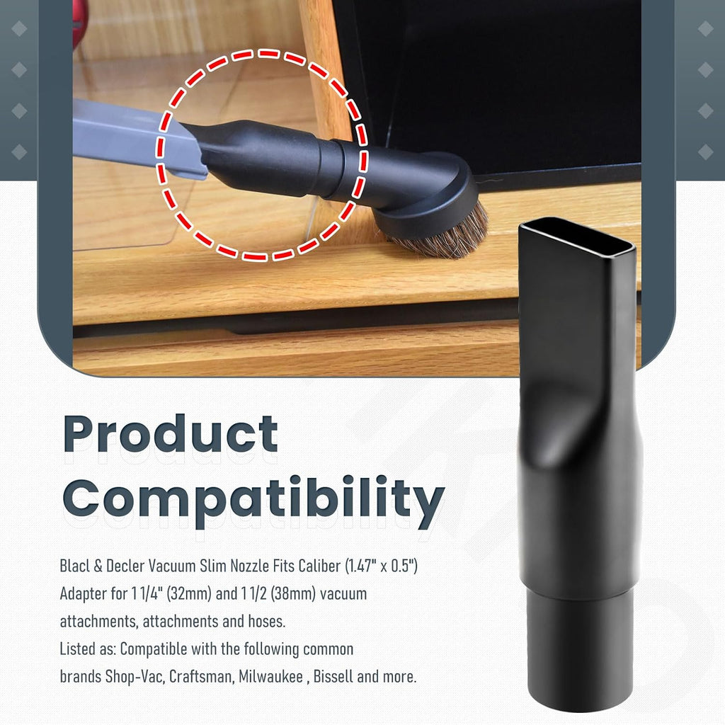 Attachments for BLACK+DECKER - Extendable Crevice Tool, Accessories Adapter, for Hand Vacuum Models with Slim Nozzle