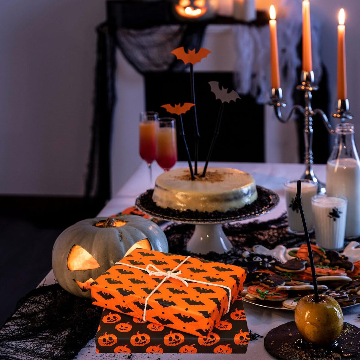 30 Sheets Halloween Tissue Paper, 14x20in Pumpkins Ghosts Gift Wrapping