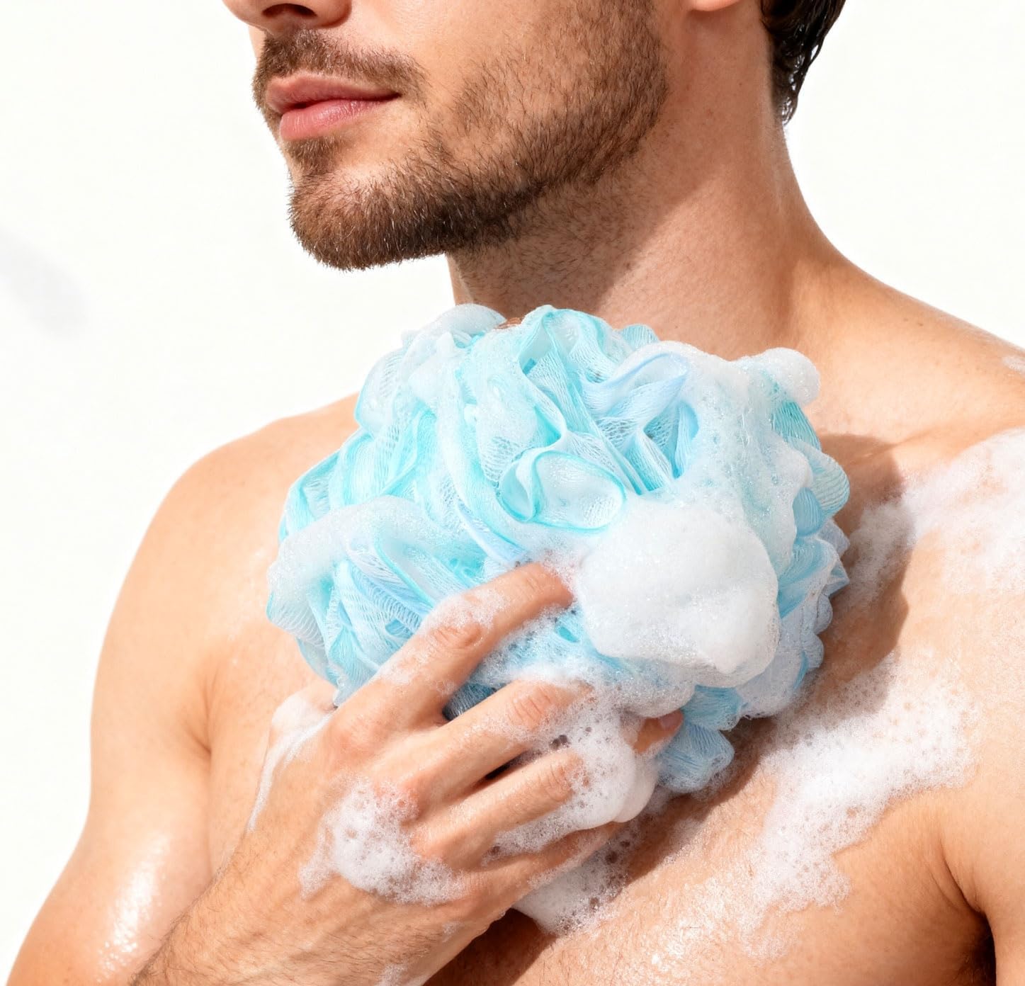 XXL Large Loofah Bath Sponge 100g/pc, 6Pcs Exfoliating Mesh Pouf Bath Scrunchies Shower Puffs for Men and Women