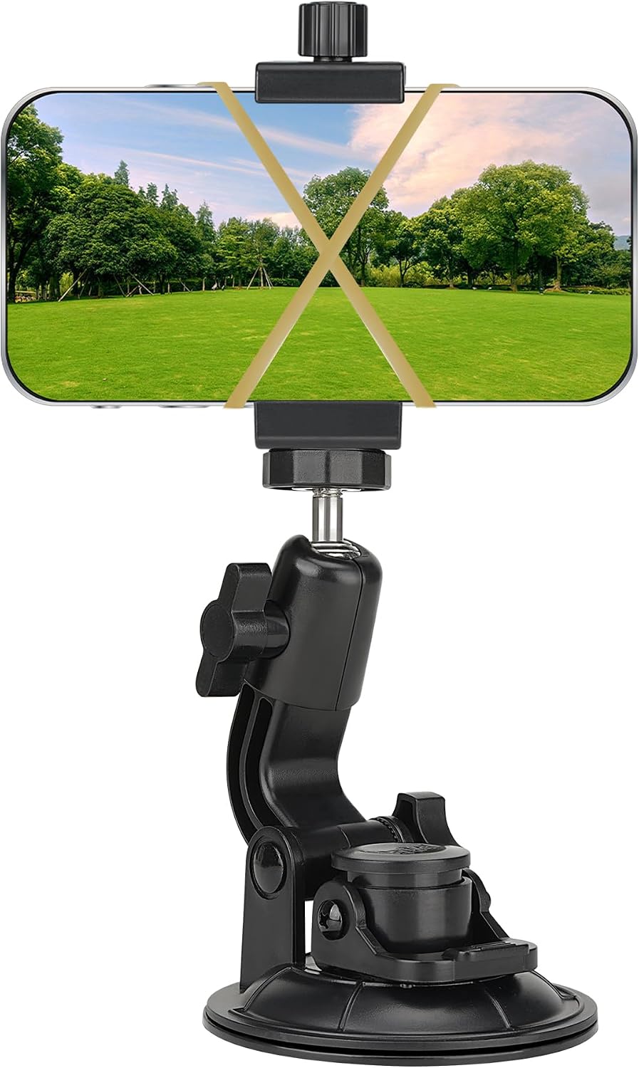 Heavy Duty Φ90mm Suction Cup + Adjustable Dual-Ball-Head Action Camera Dash Cam Phone Car Mount Windscreen Window