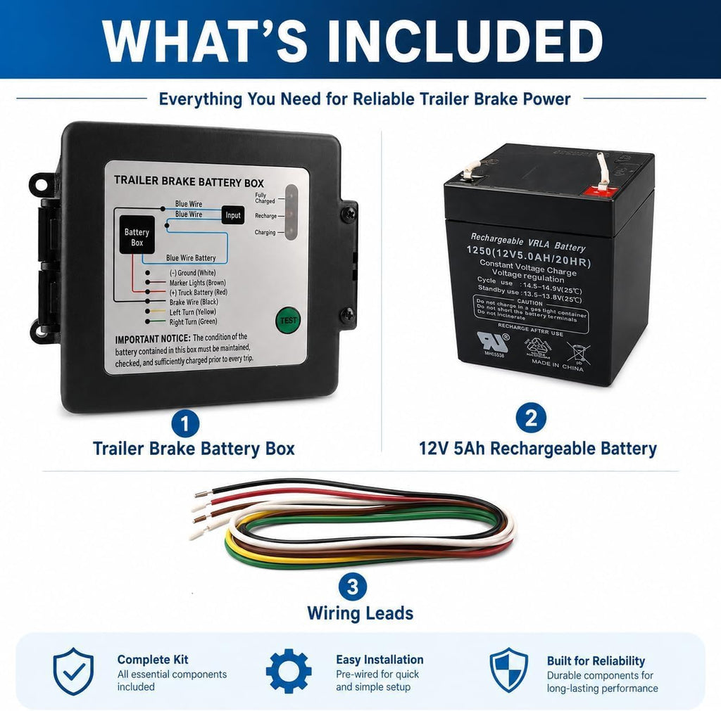 Trailer Brake Breakaway Kit with Charger LED Display, Switch