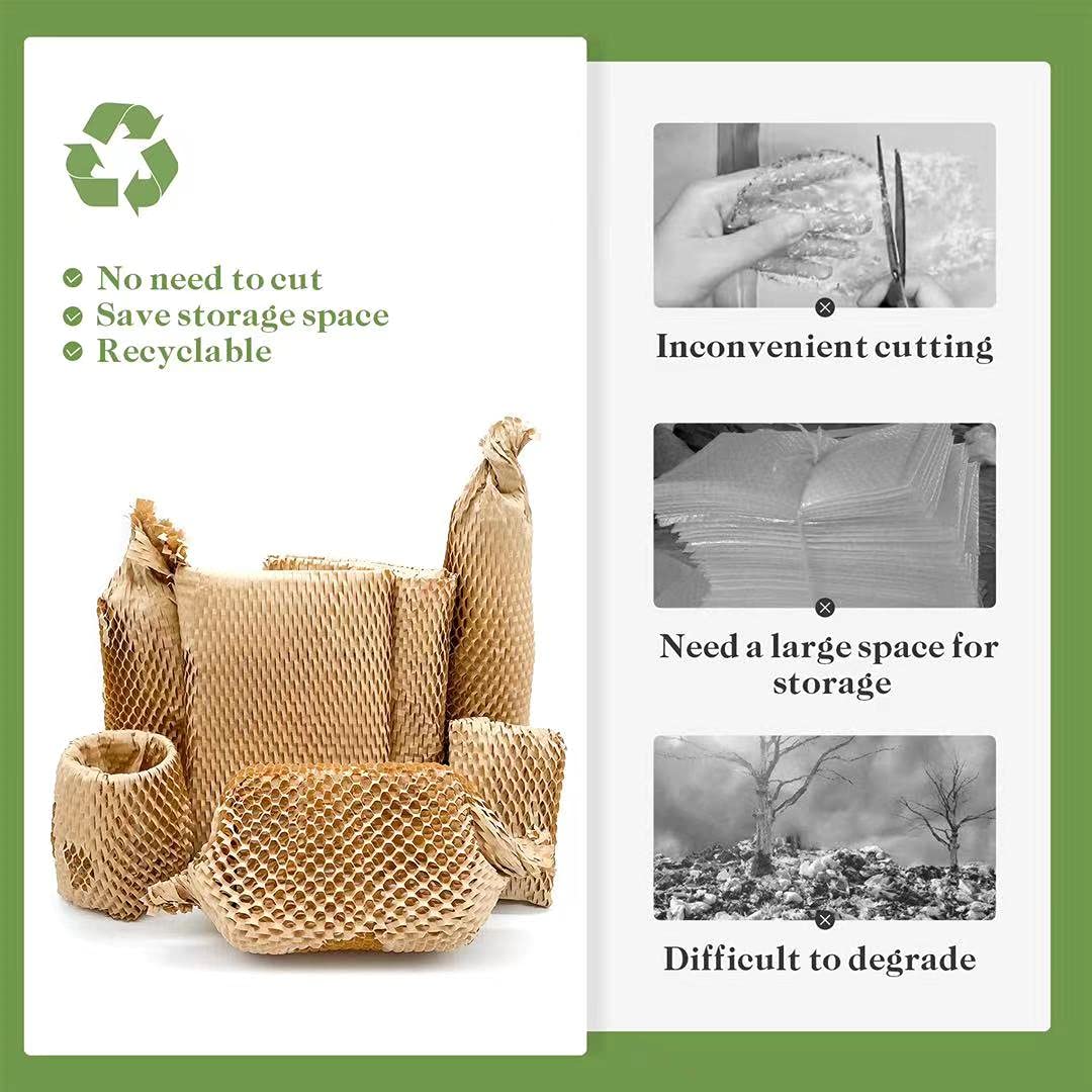 Honeycomb Packing Paper, 15" x 131' Packing Paper Substitute Alternative for Bubble Cushioning Wrap for Moving