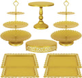 8 Pcs Cake Stand Gold Metal Dessert Table Display Set, 3-Tier Cupcake Stand, Cake Display Tower and Cookie Tray Rack