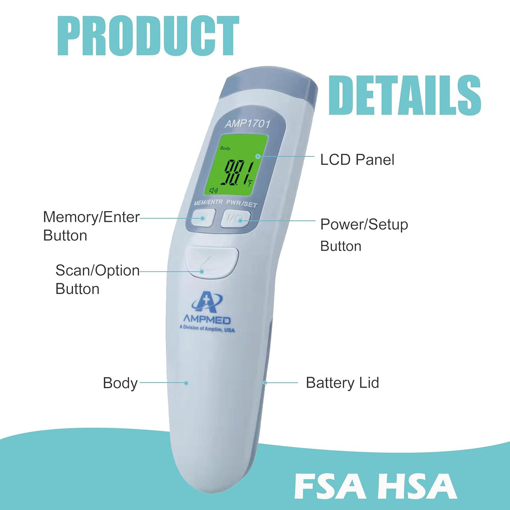 Medical Grade Forehead Thermometer for Adults, Kids, Baby, Non-Contact Digital Infrared Thermometer, Instant Read