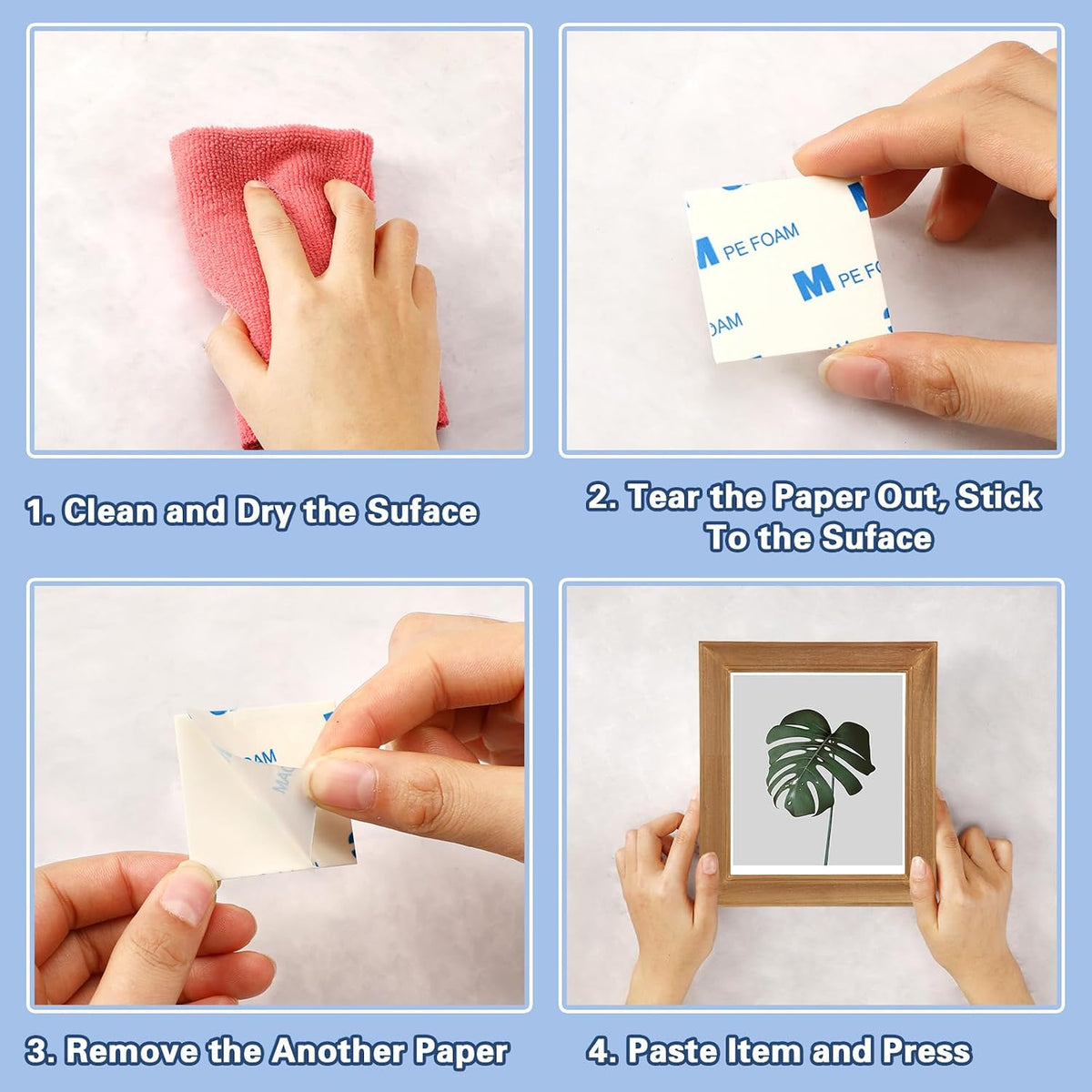 150Pcs Double Sided Foam Tape Sticky Mounting Pads for Wall Crafts
