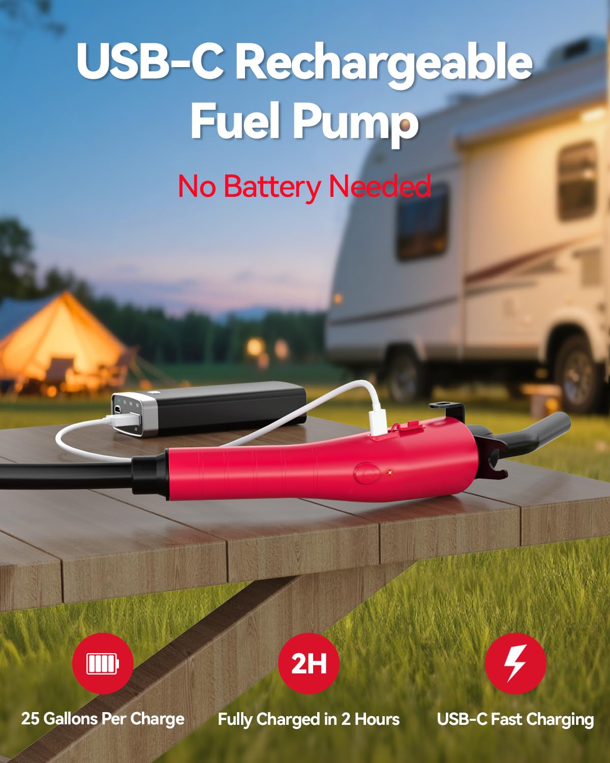 Leshein Fuel Transfer Pump 3GPM, Rechargeable Gas Can Pump